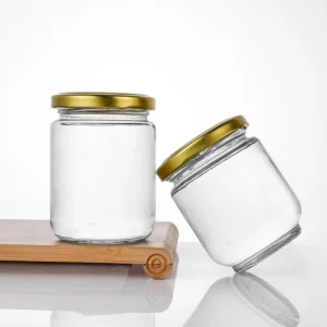 Factory Round Clear Empty Glass Mason Jam and Honey Jar with Metal Screw Lid