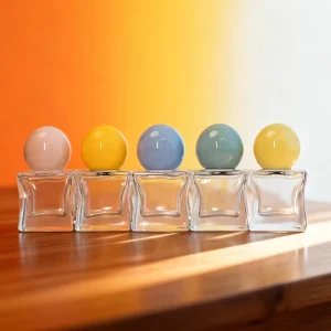 Factory Sales Customized Size Capacity 15ml Cute Mini Cosmetic Packaging Empty Glass Perfume Bottle 9 Color with Pump Sprayer
