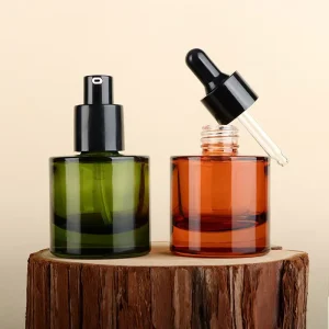 Factory Spot Craftsman 20mm Neck 30ML Thick Bottom Cylindrical Brown Green Glass Essence Bottle