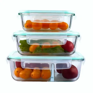 Factory Square 1000ML Glass Food Storage Container Kitchen Empty Packaging Lunch Boxes With Airtight Lids