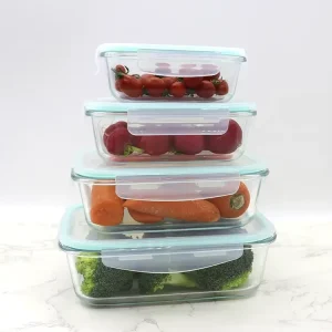 Factory Square 1000ML Glass Food Storage Container Kitchen Empty Packaging Lunch Boxes With Airtight Lids