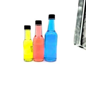 Factory Stock 100 Ml 150 Ml 250 Ml Empty Glass Hot Sauce Woozy Bottle Salad Sauce Bottle Chili Bottles With Screw Plastic Cap