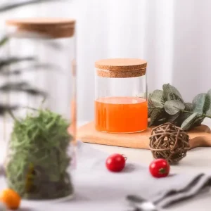 Factory Supplier Food Grade Clear Glass Jar Multi Purpose Multi Sizes Moisture Proof Fresh Keeping Soft Cork Storage Glass Jar