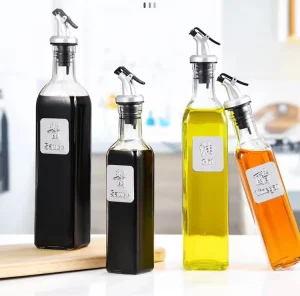 Factory Supplier Sauce Glass Bottles with Spout Flax Seed Oil Bottles Olive Oil Bottles
