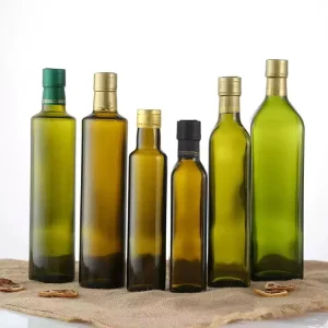 Factory Supply Square Empty Glass Olive Oil Bottle Customized Round Glass Bottles for Cooking Oil