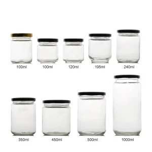 Factory Transparent Glass Food Storage Honey Jars with Sealed Metal Lids 250g 500g 1000g