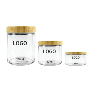 Factory Transparent PET Herb Seasoning Storage Container 60g 120g 250g 500g Wooden Style Lid Empty Jar Packaging