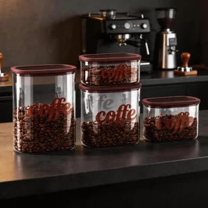 Factory direct Borosilicate Square Glass Jars for Coffee Beans, Grains, and Legumes