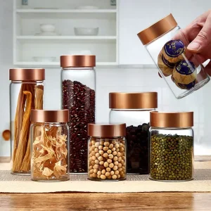 Factory direct High borosilicate Transparent Glass Airtight Jars Bulk grain Storage Containers Kitchen Organizing Bottles Tea