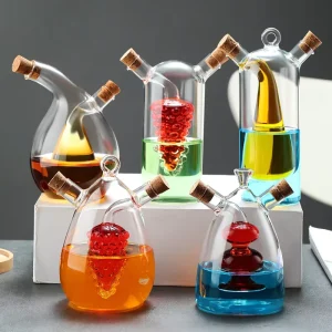 Factory of Multi sized Oil Bottles Glass Olive Oil Spray Bottle Olive Oil Glass Bottle Glass Oil Pot with Wood Lid