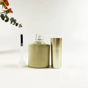 Fancy 8ml Flat Nail Polish Glass Bottle With Shiny Gold Cap and Brush for UV Gel