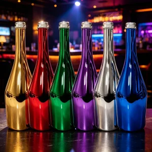 Fancy Premium High end Fashion Electroplated Food Grade Embossed Custom 500ml 750ml Glass Bottle for Spirits Brandy Drinks Wine
