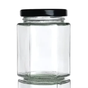 Fast Delivery 180ml 280ml 380ml 500ml Hexagonal Glass Honey Jars for Honey Jam Pepper Candy Cookie China