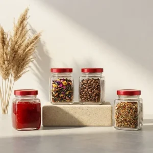 Fast Delivery Empty Glass Spice Jar with Metal Plastic Cap for Condiments Seasonings Nuts Dried Fruits Storage