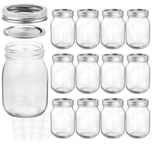 Fast Delivery Glass Mason Jars for Food Storage Airtight Lids for Honey Pickle Canning Kitchen 4oz 5oz 1L With Gold Tin Lid