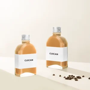 Flat Coffee Glass Beverage Bottles with Screw Lid, 100ml 200ml 250ml 350ml 500ml