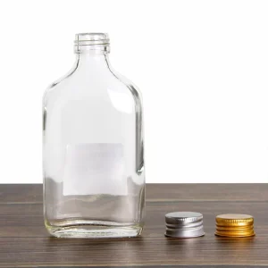 Flat Flask Bottle 200ml 100ml Clear Matt Black Cold Brew Coffee Kombucha Juice Vodka Liquor Wine Glass Bottle for Tea
