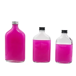 Flat Glass Cold Brew Coffee and Juice Bottle with Screw Aluminum Lid