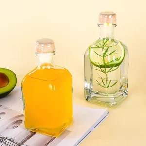 Flat Shape 100m Beverage Glass Bottle for Cold Brew Coffee, Tea, Juice, and Tequila, Sealed Empty Bottle