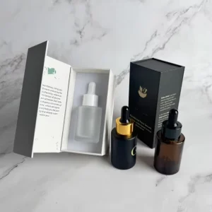 Flat Shoulder Beard Hair Oil Serum Glass Dropper Bottle 1oz 20ml 30ml 50ml 100ml with Box