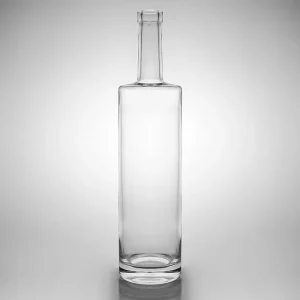Flat Shoulder Clear Glass Spirits Bottle with Thick Bottom, Nordic Style, OEM ODM