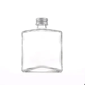 Flat Square Glass Bottle with Lid, 200ml, for Cold Brew, Iced Drip Coffee, Milk Tea, and Fruit Juice