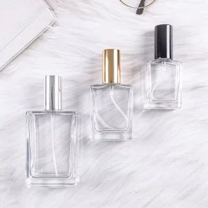 Flat Square Glass Perfume Bottle with Screw Top, 30ml, 50ml, or 100ml, Refillable