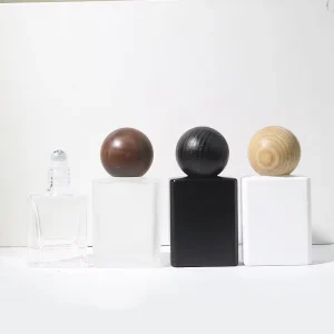 Flat Square Transparent Frosted Glass Essential Oil Perfume Rollerball Bottle, 10ml 15ml 30ml