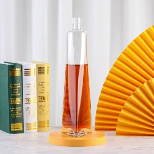 Flint Glass Vodka Whiskey Tequila Wine Bottle with Cork Stopper