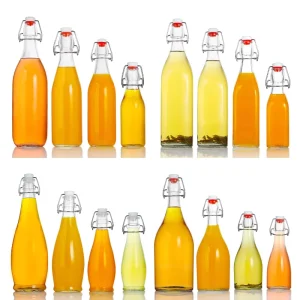 Flip Top Brewing Bottle 8oz 16oz 25oz 32oz Glass Beer Bottle with Airtight Rubber Seal Caps for Fermentation Kombucha and Mead