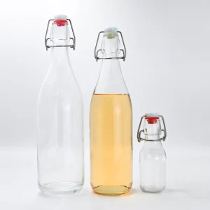 Flip Top Glass Bottle 100ml 750ml 1L with Stopper for Vinegar Beer Kefir