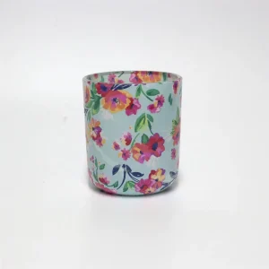Floral Decal 16oz Glass Candle Jar with Round Bottom for Scented Soy Wax
