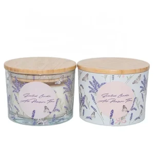 Flower Glass Candle Jar 10 oz Soy Wax Frosted Glass with Lid