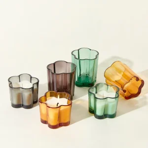 Flower-Shaped Thick Glass Candle Jar for Scented Candles