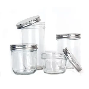 Food Container Wide Mouth 8oz 16oz 32oz Airtight Sealed Glass Mason Jars Jar With Lid in Bulk for Canning