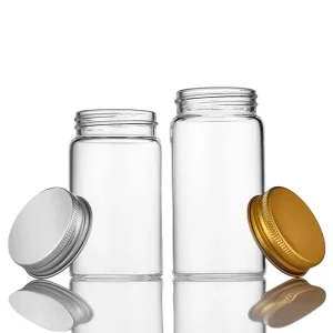Food Grade 100ml 150ml Airtight Borosilicate Glass Storage Jar Screw Cap Screen Printing for Chocolate Noodle Storage