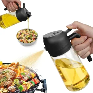 Food Grade 2-in-1 Glass Kitchen Oil Spray Bottle for Cooking