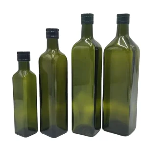 Food Grade 250ml 500ml 750ml 1000ml Empty Square Dark Green Olive Oil Glass Bottle
