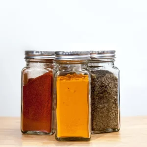 Food Grade 4oz 6oz 8oz French Square Glass Spice Jars with Wide Mouth, Shaker Lid, and Screw Cap