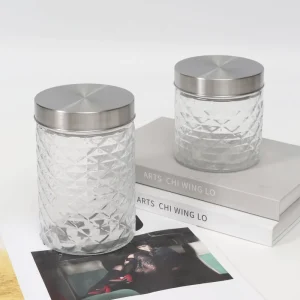 Food Grade 800ml 110oml 1700ml 2100ml Transparent Clear Glass Storage Kitchen Food Storage Containers with Metal Cover