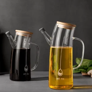 Food Grade Bend High Borosilicate Glass Soy Sauce Vinegar Bottles Lid Storage Jars Oil Kitchen Set Holder Eco Friendly