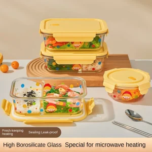 Food-Grade Borosilicate Glass Storage Container Set, Waterproof, Large Capacity