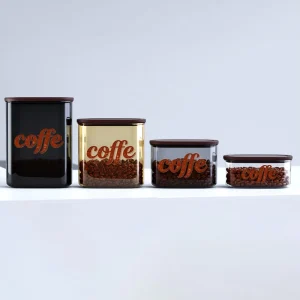 Food Grade Borosilicate Glass Storage Jars with Airtight Lids for Coffee Beans Spices and Dried Fruits