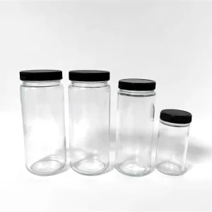Food-Grade Brewing Kombucha Juice Fermentation Glass Bottle 120ml 360ml 500ml with Black or White Lids