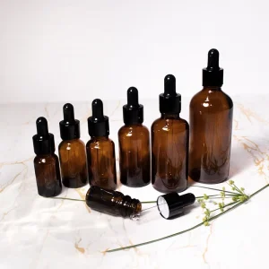 Food Grade Brown Glass Dropper Bottle with Printed Graduation for Homemade Vanilla Extract