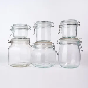 Food Grade Clear Glass Food Storage Container with Sealing Lid, Multiple Capacities