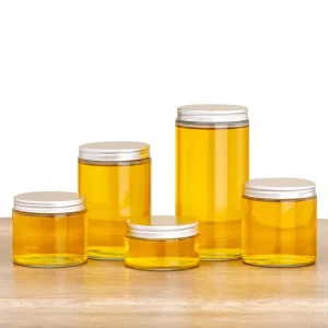 Food Grade Clear Glass Jars with Lids, 200ml 280ml 390ml 500ml 770ml, Straight Honey Food Container