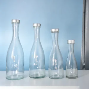 Food Grade Clear Glass Juice Bottles with Cork Screw Cap Multi-Size Reusable Beverage Bottles