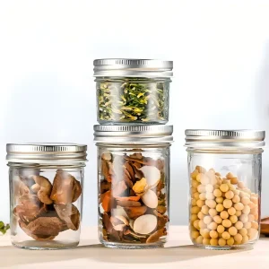 Food Grade Clear Glass Mason Jar With Silver Cap Airtight For Tea Grain Candy Cake Snack Storage Multifunctional Kitchen Vessel