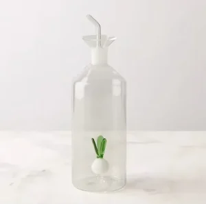 Food Grade Clear Glass Oil and Vinegar Cruet with Drip-Free Spout